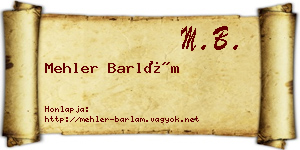 Mehler Barlám névjegykártya